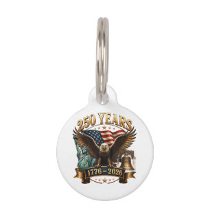 Médaillon Pour Animaux Américain 250e anniversaire USA Patriotique 4 juil