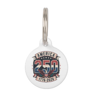 Médaillon Pour Animaux Amérique 250 Design de style vintage patriotique