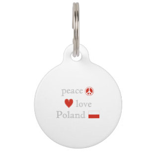 Médaillon Pour Animaux Amour et la Pologne de paix