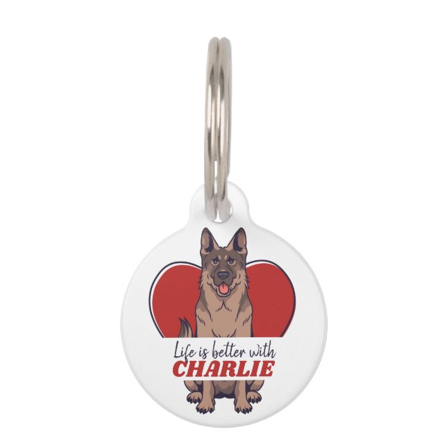 Médaillon Pour Animaux Amoureux des chiens berger allemand personnalisé N (Devant)