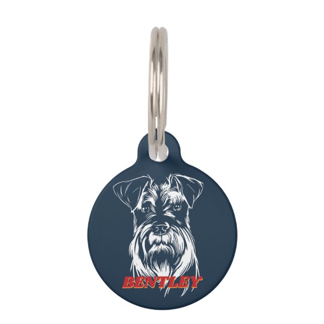 Médaillon Pour Animaux Amoureux des chiens personnalisé Mini Schnauzer (Devant)