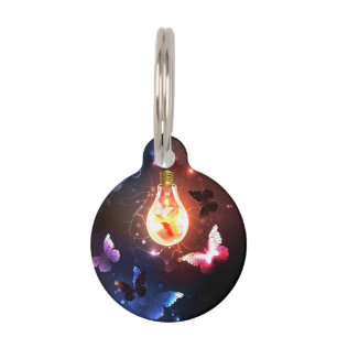 Médaillon Pour Animaux Ampoule lumineuse avec papillons nocturnes