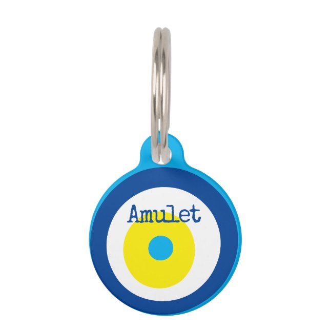 Médaillon Pour Animaux Amulette de perle d'œil maléfique bleu marine (Devant)