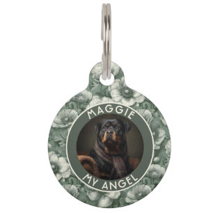 Médaillon Pour Animaux Anémones Florales Cadeau Thématique sur Mesure pou