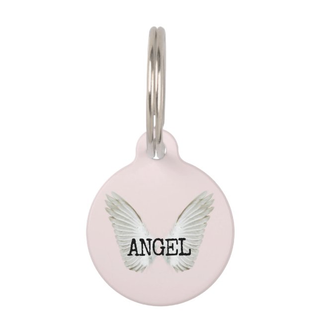 Médaillon Pour Animaux Ange Chien Chat Rose Fardé (Devant)