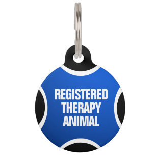 Médaillon Pour Animaux Animal de Thérapie Enregistré Bleu