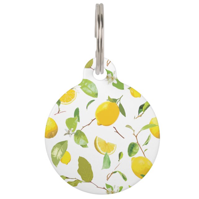 Médaillon Pour Animaux Aquarelle Citron et Feuilles 2 (Devant)