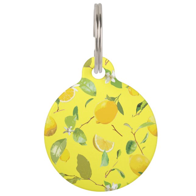 Médaillon Pour Animaux Aquarelle Citron & Feuilles 4 (Devant)