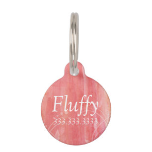 Médaillon Pour Animaux Aquarelle Pet Tag I.D. Avec lettres blanches