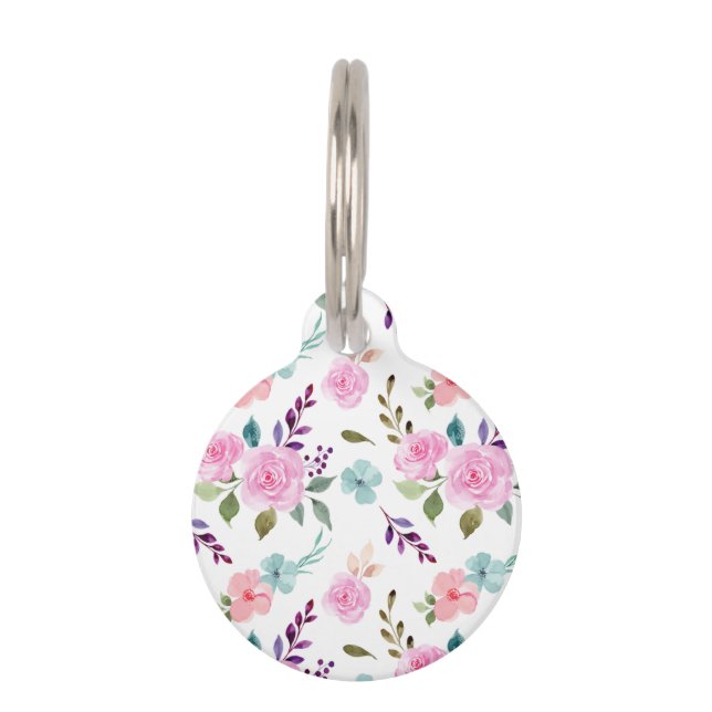 Médaillon Pour Animaux Aquarelle rose (Devant)