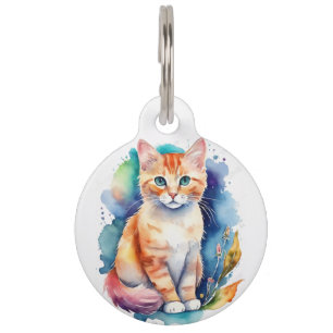 Médaillon Pour Animaux Aquarelle Style Orange Kitten
