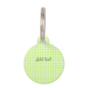Médaillon Pour Animaux Aquarelle vert plaid ginham personnalisé ajouter t