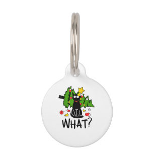 Médaillon Pour Animaux Arbre de Noël drôle de chat noir Noël joyeux Santa