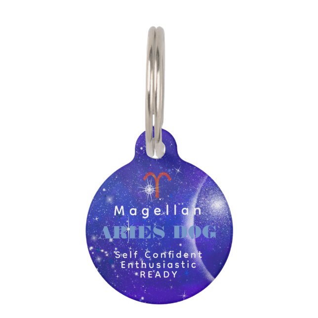Médaillon Pour Animaux Aries Chien drôle Traits Zodiac Personnalisé (Devant)