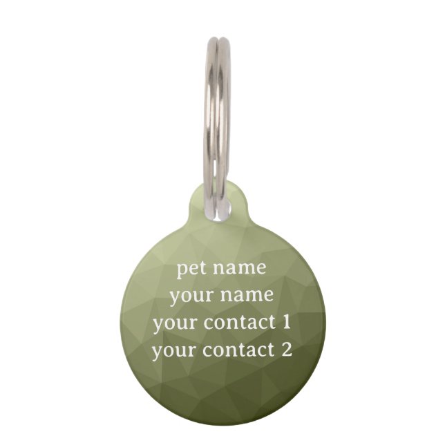 Médaillon Pour Animaux Armée vert olive géométrique messe motif Votre tex (Dos)