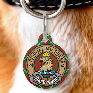 Médaillon Pour Animaux Armoirie du clan Gregor sur tartan