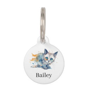 Médaillon Pour Animaux Art coloré de chat à éclaboussures d'aquarelle