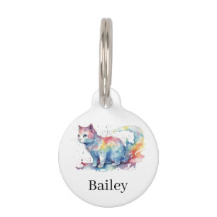 Médaillon Pour Animaux Art de projection de chat à l'aquarelle colorée