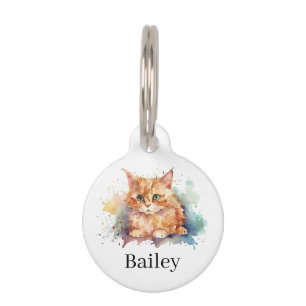Médaillon Pour Animaux Art d'éclaboussure de chat à l'aquarelle colorée