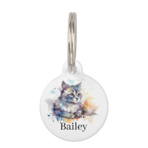 Médaillon Pour Animaux Art d'éclaboussure de chat à l'aquarelle colorée