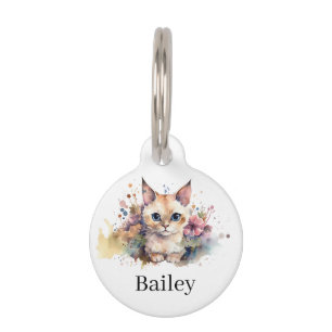 Médaillon Pour Animaux Art d'éclaboussure de chat à l'aquarelle colorée