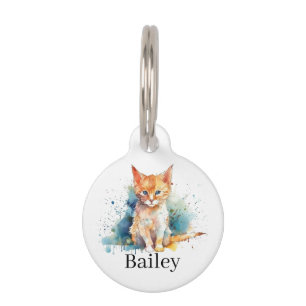 Médaillon Pour Animaux Art d'éclaboussure de chat à l'aquarelle colorée