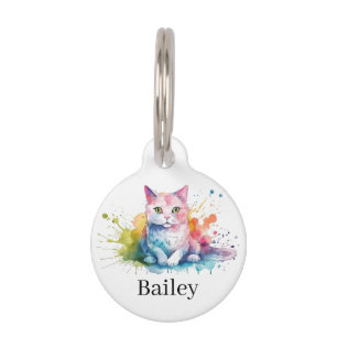 Médaillon Pour Animaux Art d'éclaboussure de chat à l'aquarelle colorée