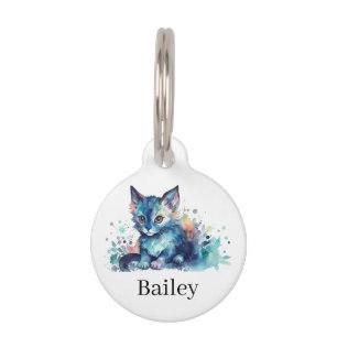 Médaillon Pour Animaux Art d'éclaboussure de chat à l'aquarelle colorée