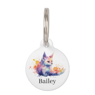 Médaillon Pour Animaux Art d'éclaboussure de chat à l'aquarelle colorée