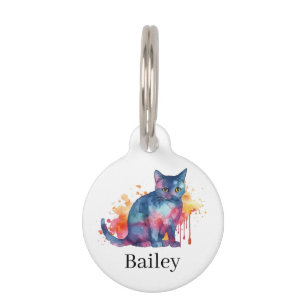 Médaillon Pour Animaux Art éclaboussé de chat à l'aquarelle colorée