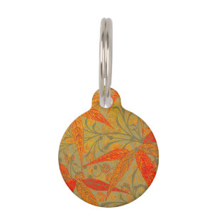 Médaillon Pour Animaux Art en bambou terrestre Vintage Imprimer orange