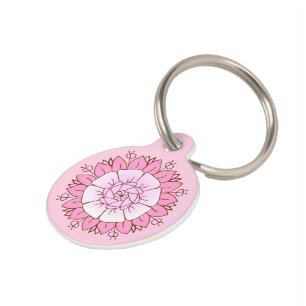 Médaillon Pour Animaux art floral fleur de lotus rose