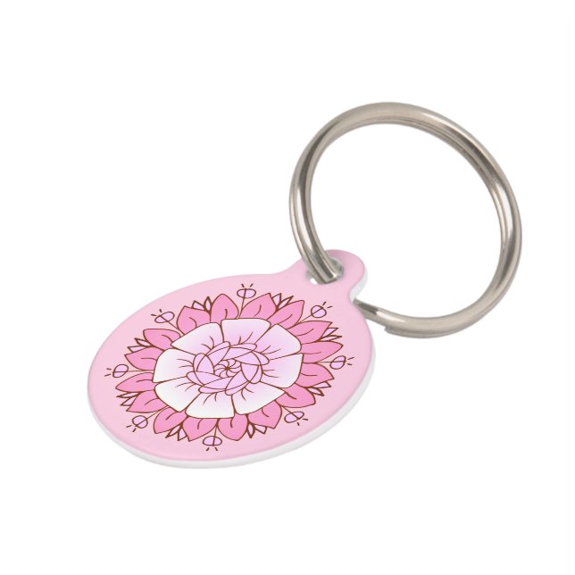 Médaillon Pour Animaux Art floral lotus rose (Côté )
