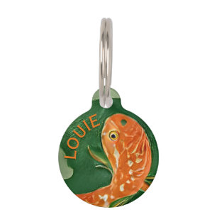 Médaillon Pour Animaux Artsy Baignade Poisson d'or Orange Poisson Vert No