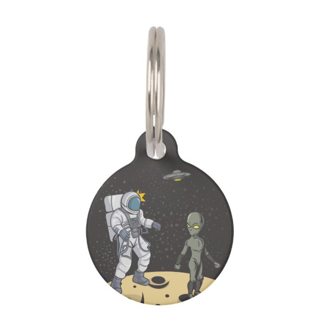 Médaillon Pour Animaux Astronaute et extraterrestre    (Devant)