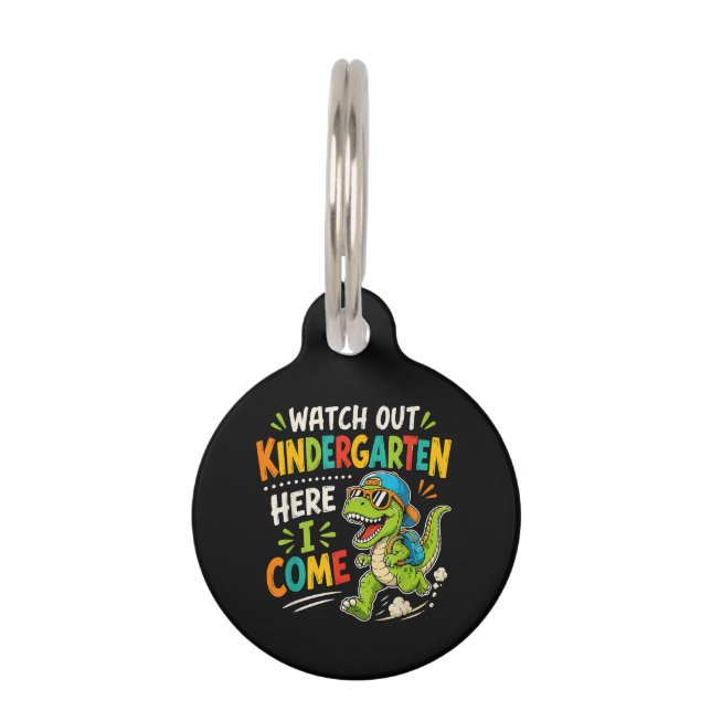Médaillon Pour Animaux Attention maternelle j'arrive Dino (Devant)