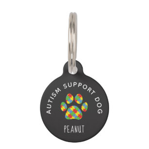 Médaillon Pour Animaux Autism Support Chien Pawprint Puzzle Pet ID balise