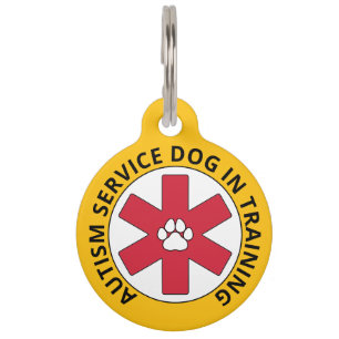 Médaillon Pour Animaux Autisme Jaune Service Chien En Formation