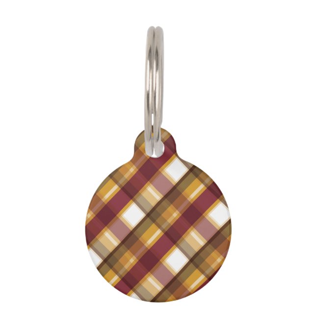 Médaillon Pour Animaux Automne Couleur Plaid Motif & Infos pour animaux (Devant)