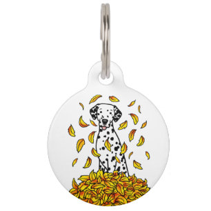 Médaillon Pour Animaux Automne laisse Dalmatie (noir 1) Chien Jouer migno