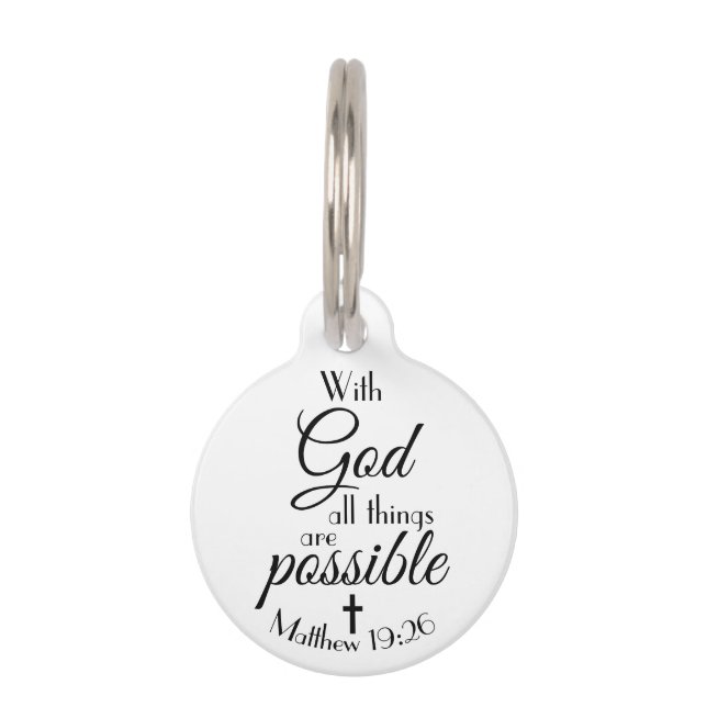 Médaillon Pour Animaux Avec Dieu, Toutes Les Choses Sont Possible Verse B (Devant)