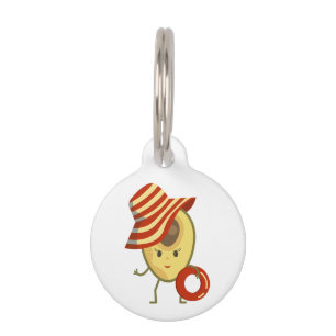 Médaillon Pour Animaux Avocado beach girl avec casquette de soleil et ann