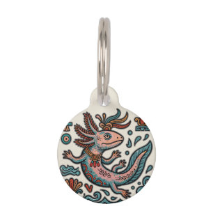 Médaillon Pour Animaux Axolotl aztèque Xolotl pierre érodée art tribal bo