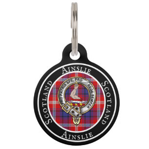 Médaillon Pour Animaux Balise Ainslie Badge/Tartan Personnalisé People ID