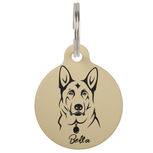 Médaillon Pour Animaux Balise allemande personnalisée Shepherd Round Pet (Devant)