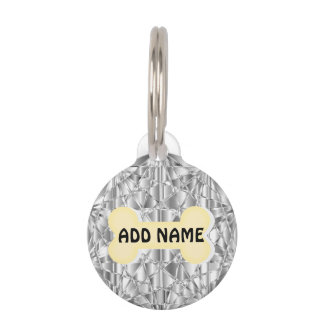 Médaillon Pour Animaux Balise Argent Diamond Round Pet