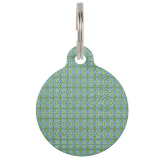 Médaillon Pour Animaux Balise Bleu & Diamant Vert Patternes Pet