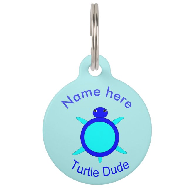 Médaillon Pour Animaux Balise Bright Blue Turtle Dude Custom Dog (Devant)