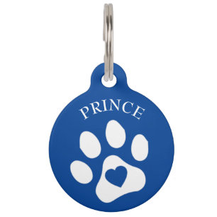 Médaillon Pour Animaux Balise Chien bleu avec nom et téléphone Rond Ani