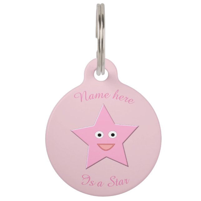 Médaillon Pour Animaux Balise Chien Personnalisé Pretty Rose Star (Devant)